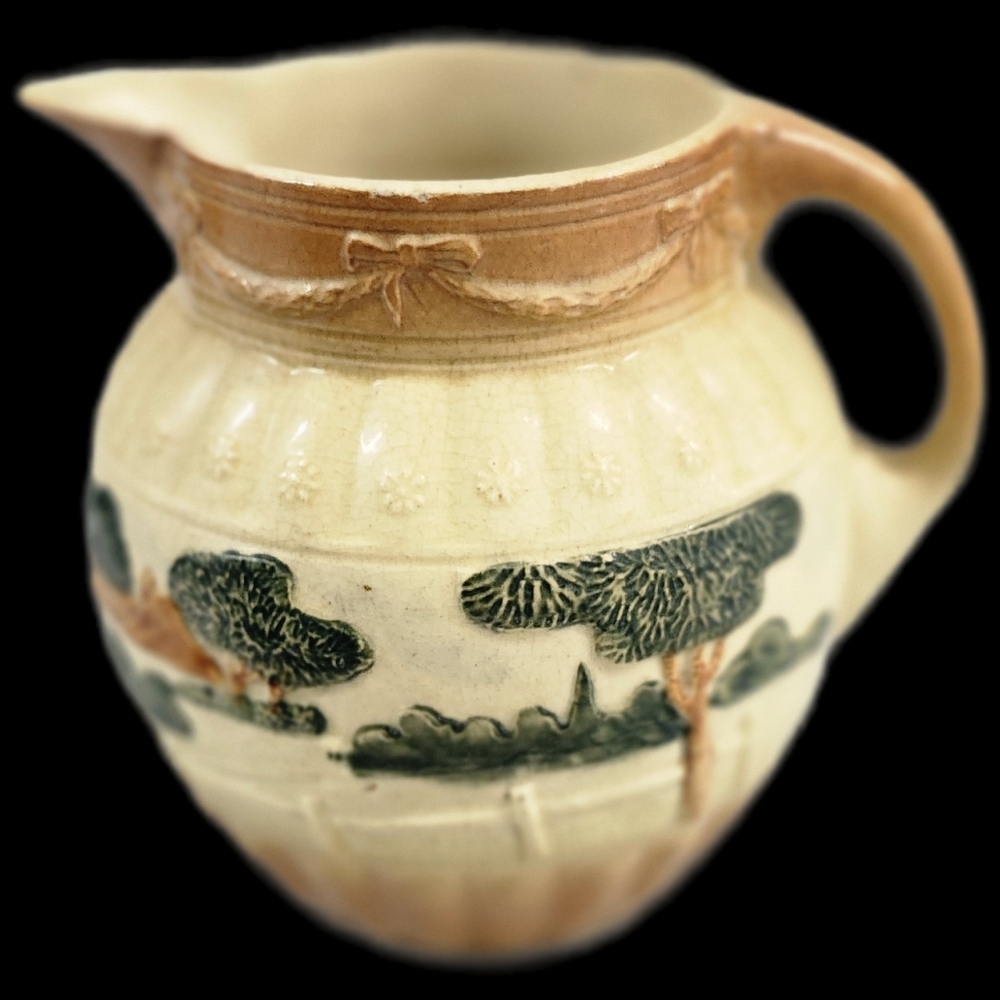 Antique Early Roseaville Pottery Pitcher with Tree Landscape 1910-16